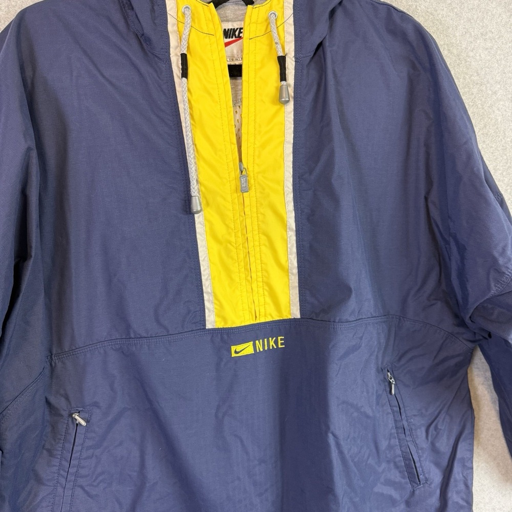 Vintage Nike Windbreaker Womens Large 12-14 Navy Yellow Pullover Quarter Zip - Picture 2 of 8